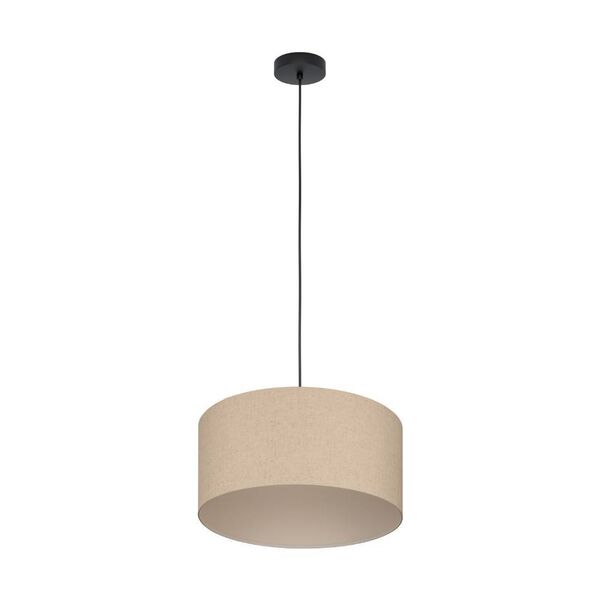 900859 Подвесной светильник (люстра) FENIGLIA, 1X40W (E27), Ø380, сталь, черный / текстиль, лен, беж