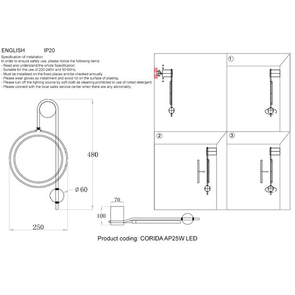 CORIDA AP25W LED BLACK/GOLD