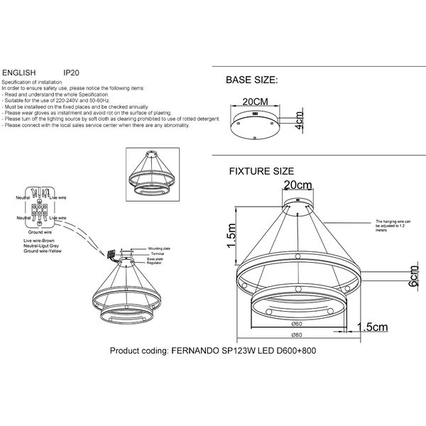 FERNANDO SP123W LED D600+800 COFFEE/BLACK