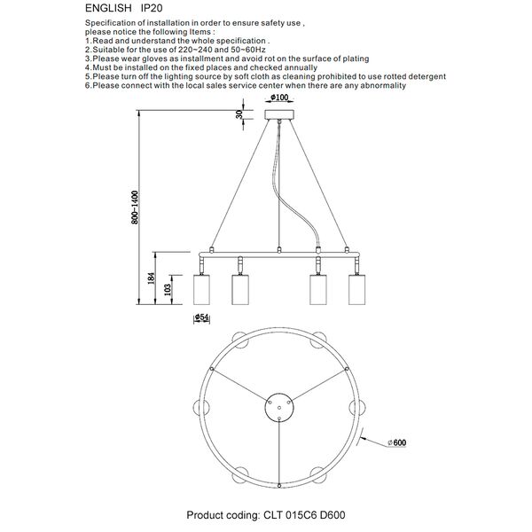 CLT 015C6 D600 BL Светильник подвесной