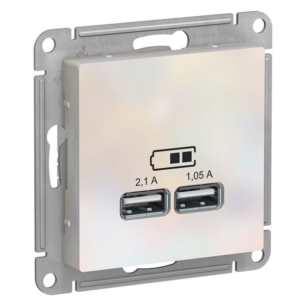USB РОЗЕТКА, 5В, 1 порт x 2,1 А, 2 порта х 1,05 А, ЖЕМЧУГ, ATLAS 1шт