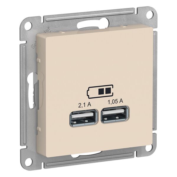 USB РОЗЕТКА, 5В, 1 порт x 2,1 А, 2 порта х 1,05 А, БЕЖЕВЫЙ, ATLAS 1шт