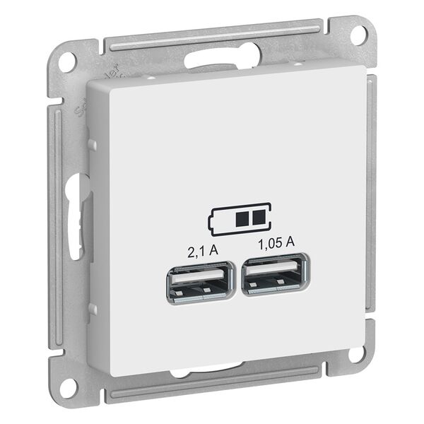 USB РОЗЕТКА, 5В, 1 порт x 2,1 А, 2 порта х 1,05 А, БЕЛЫЙ, ATLAS 1шт