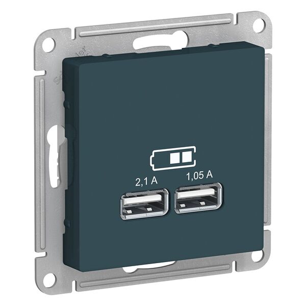 USB РОЗЕТКА, 5В, 1 порт x 2,1 А, 2 порта х 1,05 А, ИЗУМРУД, ATLAS