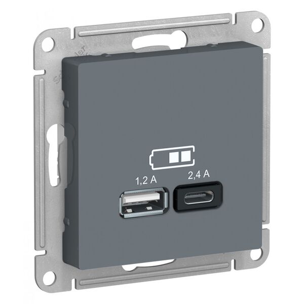USB РОЗЕТКА, тип A (1,2 А) + тип С (2,4 А), ГРИФЕЛЬ, ATLAS