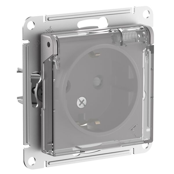 РОЗЕТКА с з/к со шторками с крышкой, 16А, IP44, АЛЮМИНИЙ, ATLAS Aqua 15шт