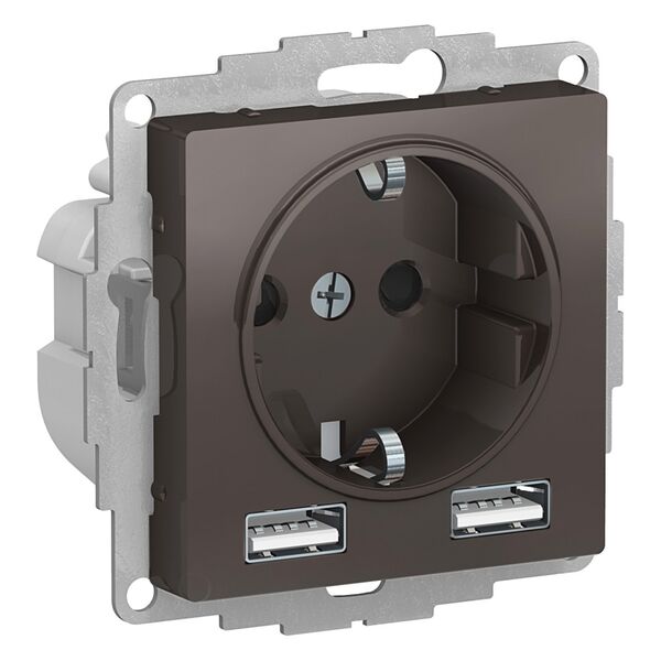 РОЗЕТКА 16А c 2 USB A+A, 5В/2,4А, 2х5В/1,2А, механизм, МОККО