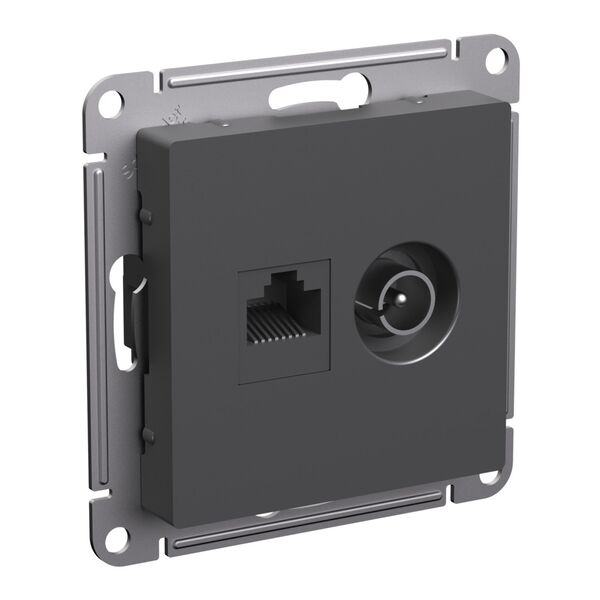 РОЗЕТКА двойная комп+ТВ, RJ45+TV, кат.5E, БАЗАЛЬТ, ATLAS 10шт