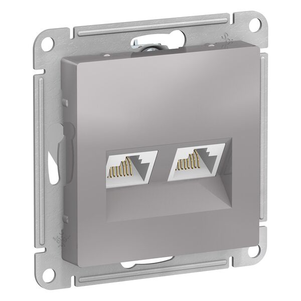 РОЗЕТКА двойная компьютерная RJ45+RJ45, кат.5E, АЛЮМИНИЙ, ATLAS 10шт