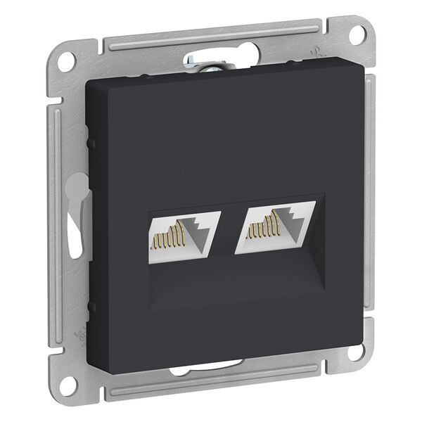РОЗЕТКА двойная компьютерная RJ45+RJ45, кат.5E, КАРБОН, ATLAS 5шт