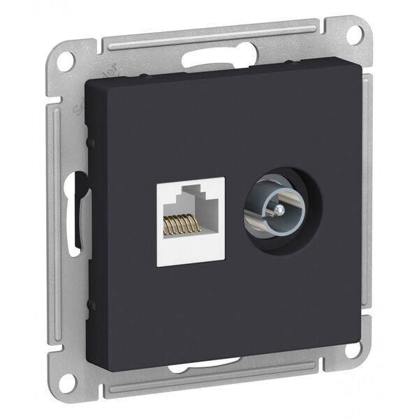 РОЗЕТКА двойная комп+ТВ, RJ45+TV, кат.5E, КАРБОН, ATLAS 5шт