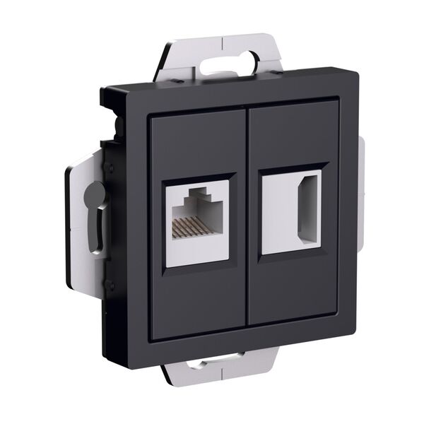 РОЗЕТКА двойная HDMI+RJ45, кат 5Е, механизм, КАРБОН