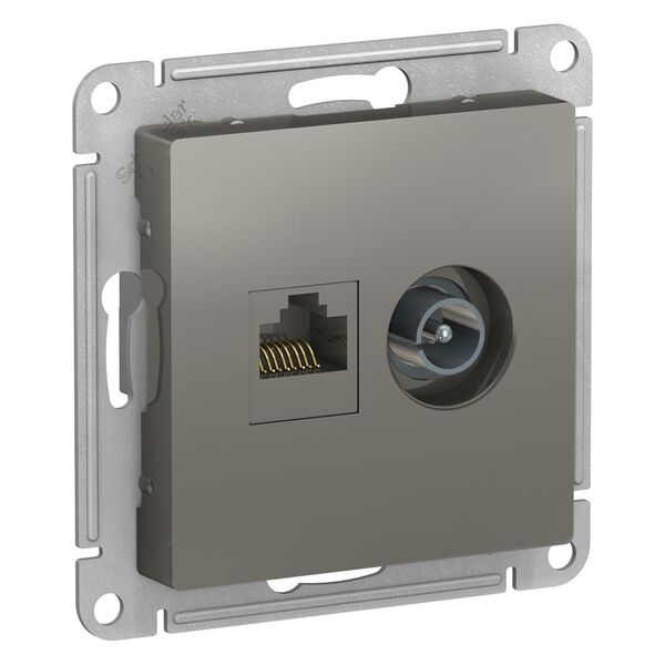 РОЗЕТКА двойная комп+ТВ, RJ45+TV, кат.5E, СТАЛЬ, ATLAS 5шт