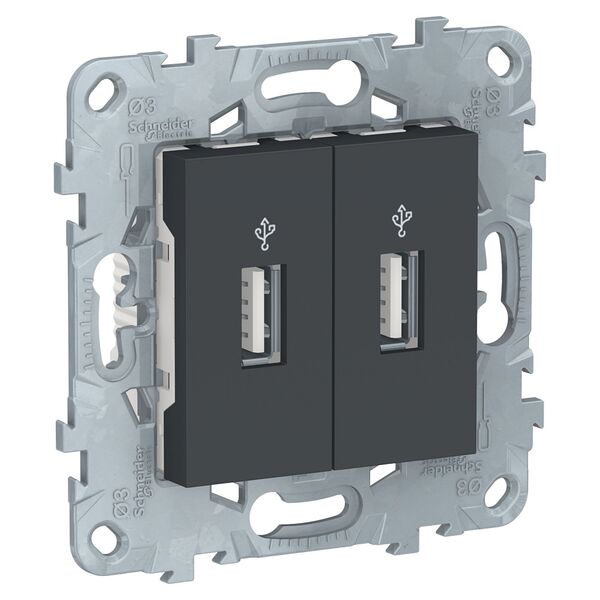 USB-коннектор, 2-местный, антрацит, UNICA NEW