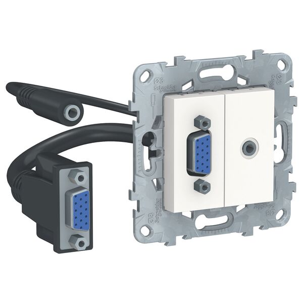 Розетка HD15+Minijack, белый, UNICA NEW