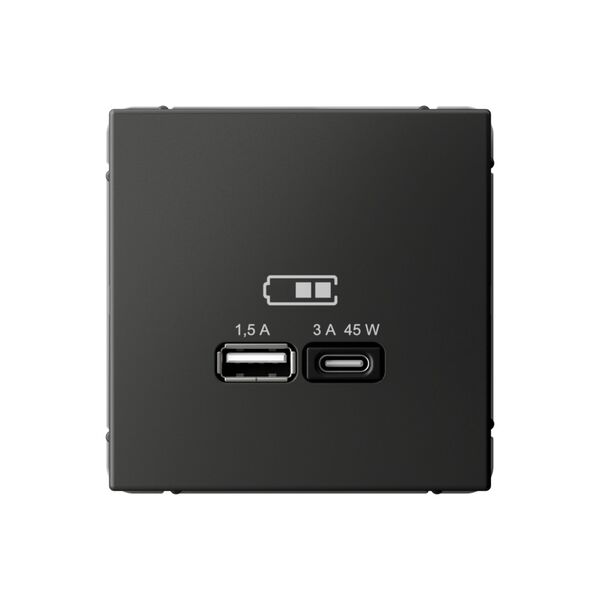 USB РОЗЕТКА A + тип-C 45Вт высокоскор.заряд. QC, PD, механизм, БАЗАЛЬТ ARTGALLERY