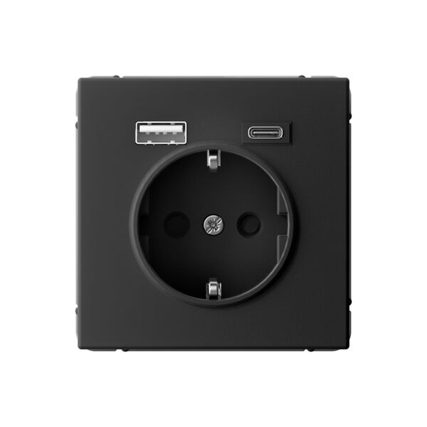 РОЗЕТКА 16А с 2 USB A+C, 5В/2,4А/3,0А, 2х5В/1,5А, механизм, КАРБОН  ARTGALLERY