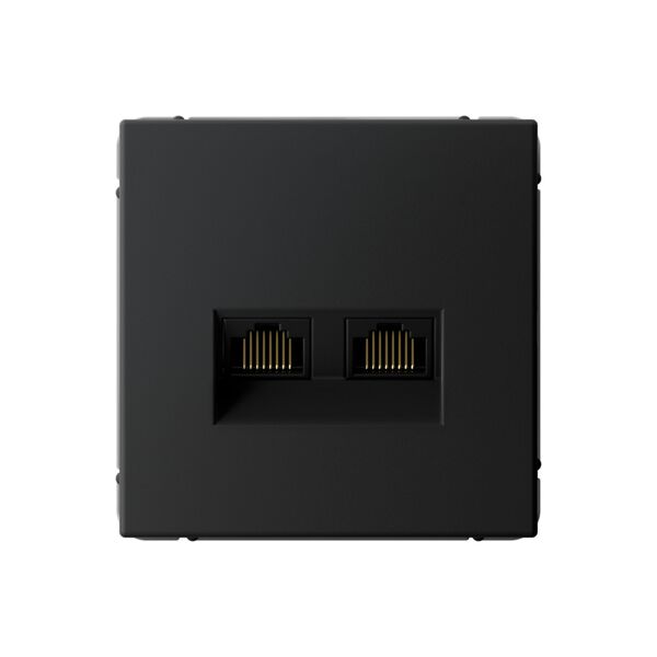 Розетка двойная компьютерная RJ45+RJ45, кат.6А, механизм, карбон, ArtGallery System Electric