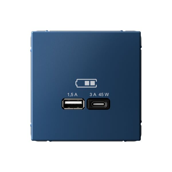 USB РОЗЕТКА A + тип-C 45Вт высокоскор.заряд. QC, PD, механизм, АКВАМАРИН ARTGALLERY