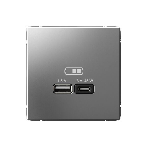 USB РОЗЕТКА A + тип-C 45Вт высокоскор.заряд. QC, PD, механизм, СТАЛЬ ARTGALLERY
