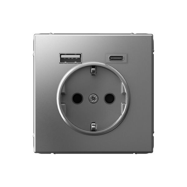 РОЗЕТКА 16А с 2 USB A+C, 5В/2,4А/3,0А, 2х5В/1,5А, механизм, СТАЛЬ  ARTGALLERY