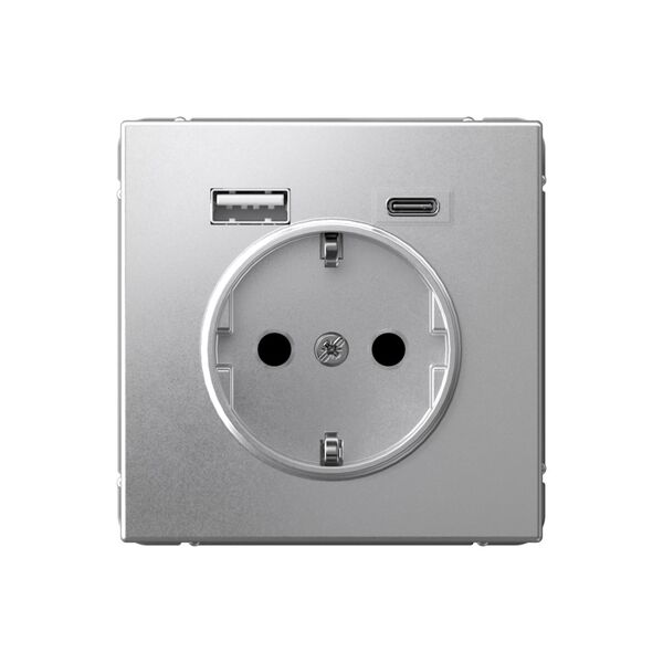 РОЗЕТКА 16А с 2 USB A+C, 5В/2,4А/3,0А, 2х5В/1,5А, механизм, АЛЮМИНИЙ  ARTGALLERY