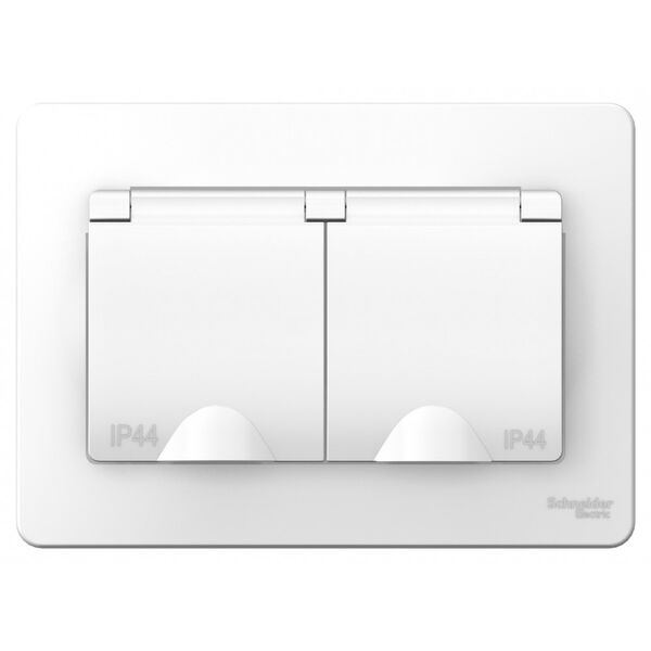 Розетка 2-ая IP44 с з/к со шторками, с крышками, 16А, белый, с/у, BLANCA (5шт)