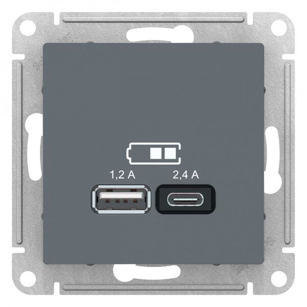 USB РОЗЕТКА, тип A (1,2 А) + тип С (2,4 А), ГРИФЕЛЬ, ATLAS