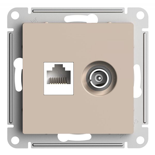 РОЗЕТКА двойная комп+ТВ, RJ45+TV, кат.5E, ПЕСОЧНЫЙ, ATLAS 10шт