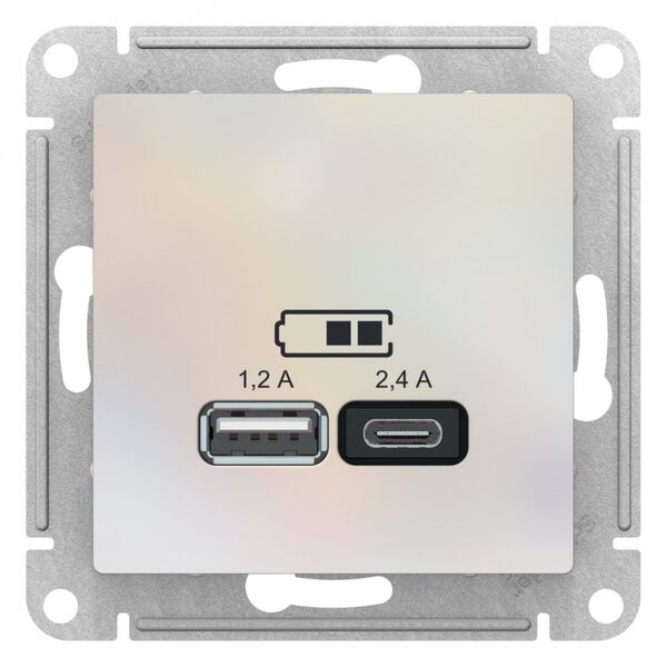 USB РОЗЕТКА, тип A (1,2 А) + тип С (2,4 А), ЖЕМЧУГ, ATLAS