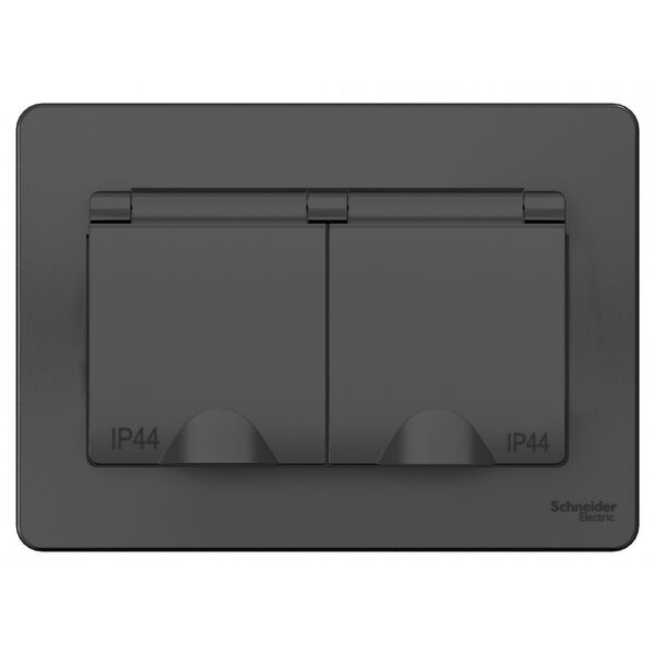 Розетка 2-ая IP44 с з/к со шторками, с крышками, 16А, антрацит, с/у, BLANCA (5шт)