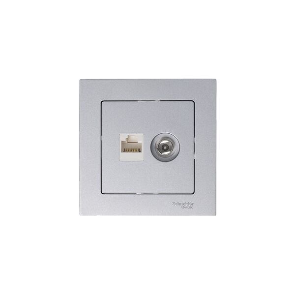 РОЗЕТКА двойная комп+ТВ, RJ45+TV, кат.5E, АЛЮМИНИЙ, ATLAS 10шт