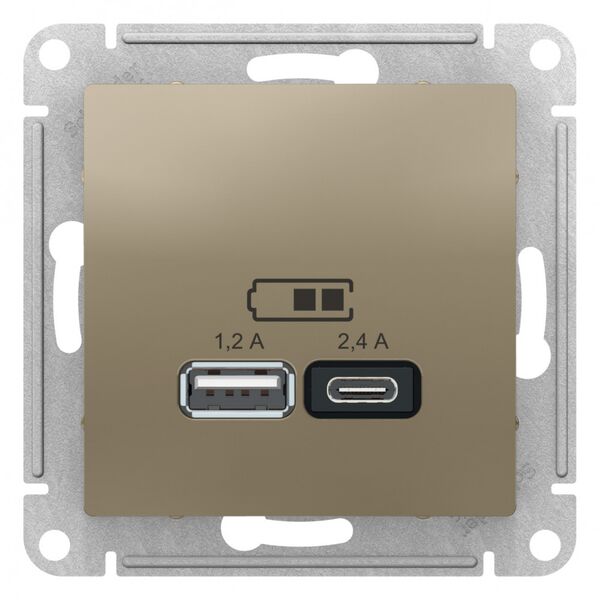 USB РОЗЕТКА, тип A (1,2 А) + тип С (2,4 А), ШАМПАНЬ, ATLAS