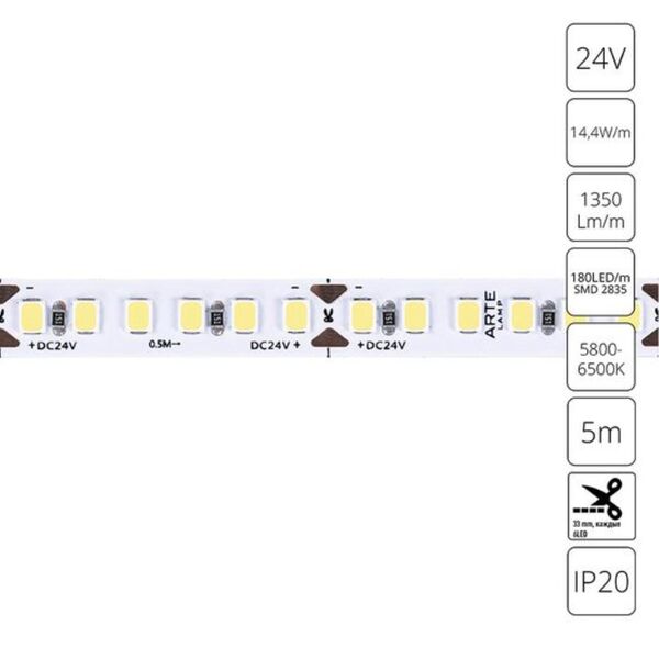((Светодиодная лента TAPE LED* 14,4Вт IP20 6000K  ARTE LAMP