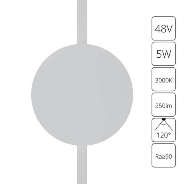 ((A1163PL-1WH СВЕТИЛЬНИК НАСТЕННЫЙ RAPID 48В 5Вт 173лм 3000К 90+ 120° ARTE LAMP