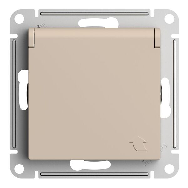 РОЗЕТКА с з/к со шторками с крышкой, 16А, IP20, ПЕСОЧНЫЙ, ATLAS 10шт