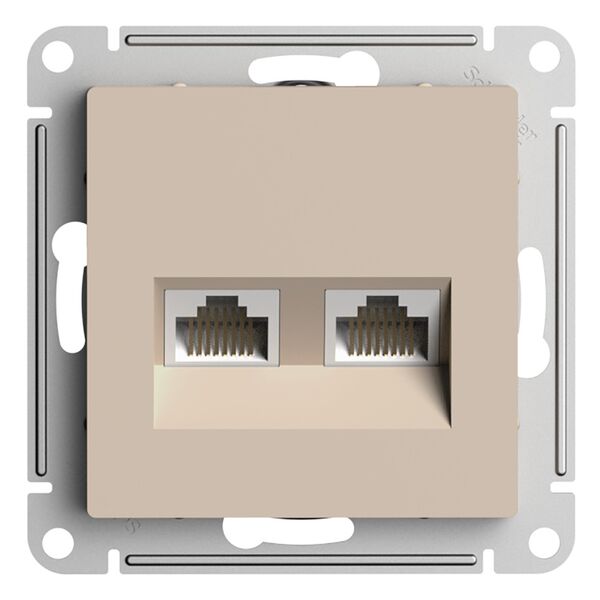 РОЗЕТКА двойная компьютерная RJ45+RJ45, кат.5E, ПЕСОЧНЫЙ, ATLAS 10шт