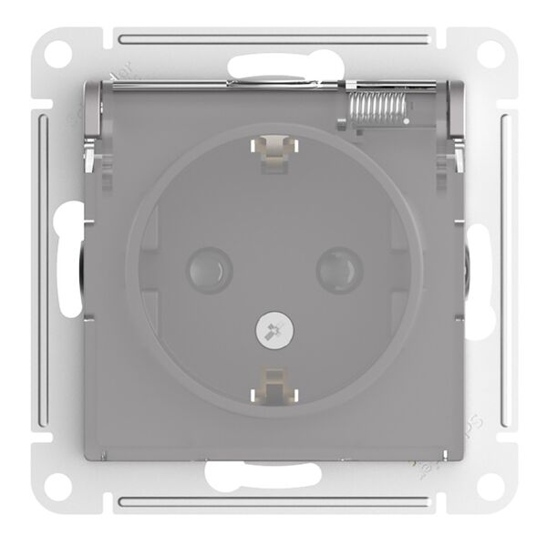 РОЗЕТКА с з/к со шторками с крышкой, 16А, IP44, АЛЮМИНИЙ, ATLAS Aqua 15шт