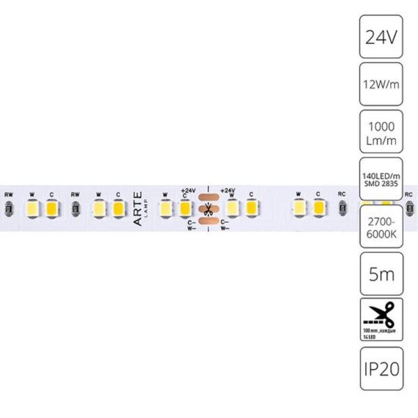 ((Светодиодная лента TAPE LED* 12Вт IP20 2700-6000K  ARTE LAMP