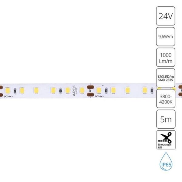 ((Светодиодная лента AQUA TAPE LED* 9,6Вт IP65 4000K  ARTE LAMP