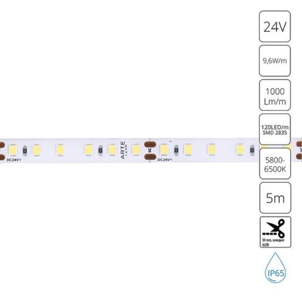 ((Светодиодная лента AQUA TAPE LED* 9,6Вт IP65 6000K  ARTE LAMP