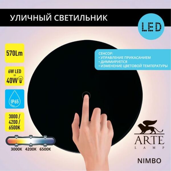 УЛИЧНЫЕ СВЕТИЛЬНИКИ NIMBO LED 1 6Вт 3000/4200/6500К IP65 ARTE LAMP