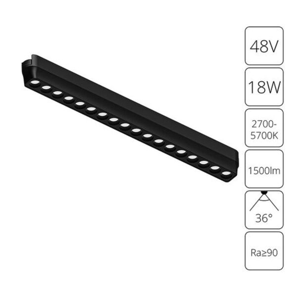((A2969PL-1BK СВЕТИЛЬНИК ПОТОЛОЧНЫЙ RAPID 48В 18Вт макс 1500лм 2700-6000К 95+ 36° smart ARTE LAMP
