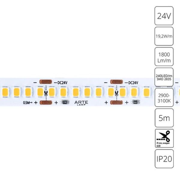 ((Светодиодная лента TAPE LED* 19,2Вт IP20 3000K  ARTE LAMP