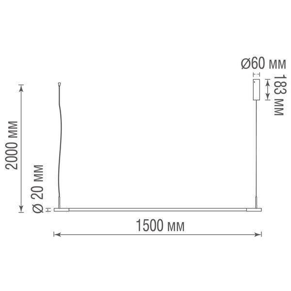 ((Donolux Supreme подвесной LED св-к D22xL1500хW60хH2500мм, 30W, 1800Лм, 4000К, 110°, Ra>90, IP20, д