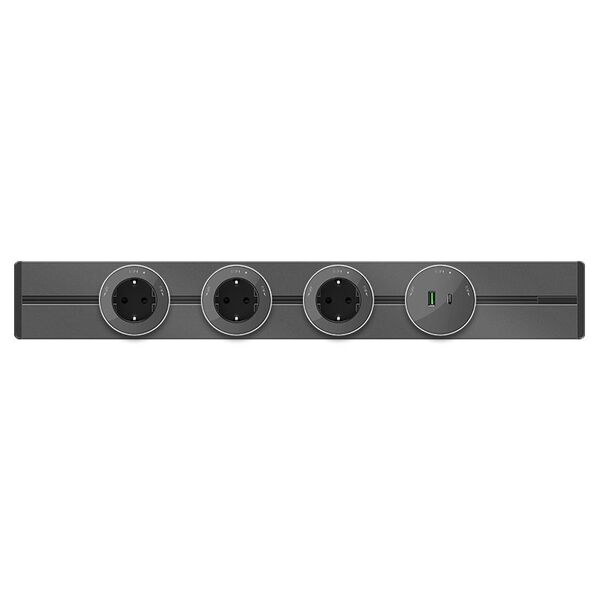 Розетка 2К+З круглая 16А/250В Графит MuitiTrack System Electric