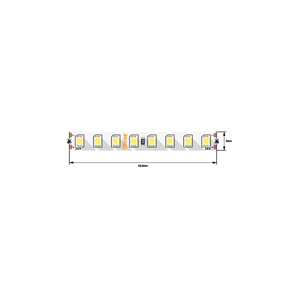 Лента светодиодная SWG PRO ПРО 2835, 128 LED/м, 11,5 Вт/м, 24В , IP20, Цвет: Теплый белый