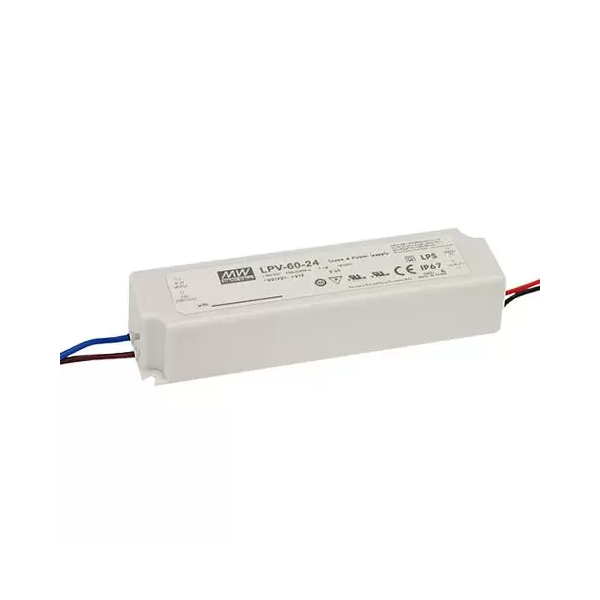 Блок питания AC-DC для светодиодов, 60Вт, IP67, вход 90:264В AC, выход 24В/2,5А,изоляц Meanwell