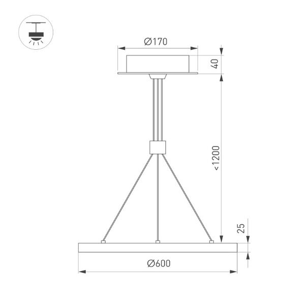 ((Светильник SP-CONGO-CAN-1-R600-36W Warm3000 (GD, 120 deg, 230V) (Arlight, IP20 Металл, 5 лет)