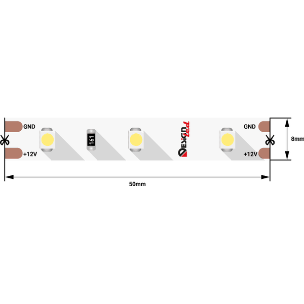 Лента светодиодная LUX, SMD3528, 60 LED/м, 4,8 Вт/м, 12В, IP33, Теплый белый (2700K) DSG360-12-WW-33